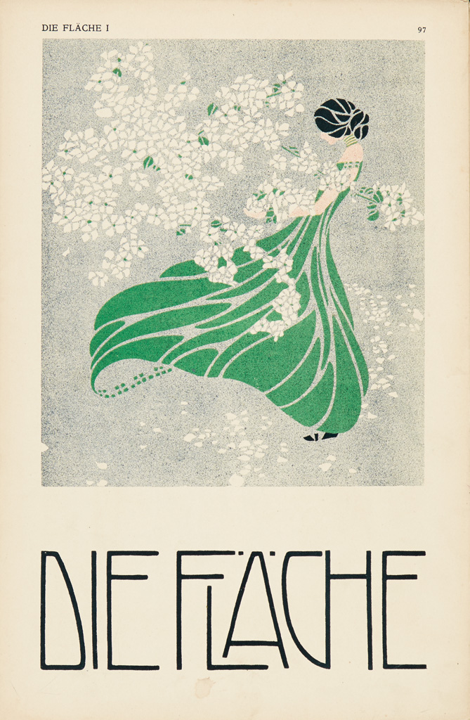 VARIOUS ARTISTS. DIE FLÄCHE. Complete volume of 12, 16-page fascicules. 1903-4. 12x8 inches, 31x21 cm. Schroll u. Co., Vienna.
